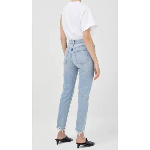 Agolde Merrel Mid Rise Straight Leg Jean Frayed Hem Light Wash Astray Size 24 - Picture 11 of 14